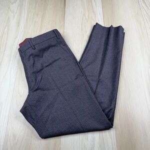 PT01 Super 100's Mens Gray Houndstooth Flat Front Graven Fit Dress Pants Size 52